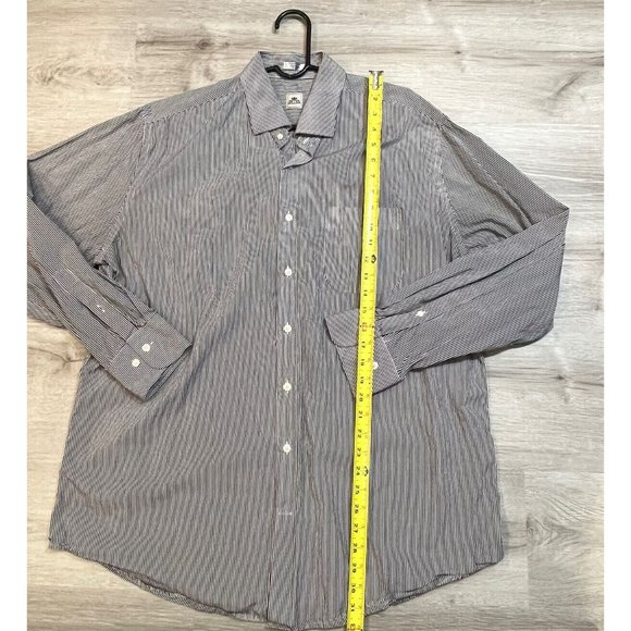 Peter Millar Gray Striped Cotton Button Front Long Sleeve Shirt Size XL‎ - Picture 4 of 6